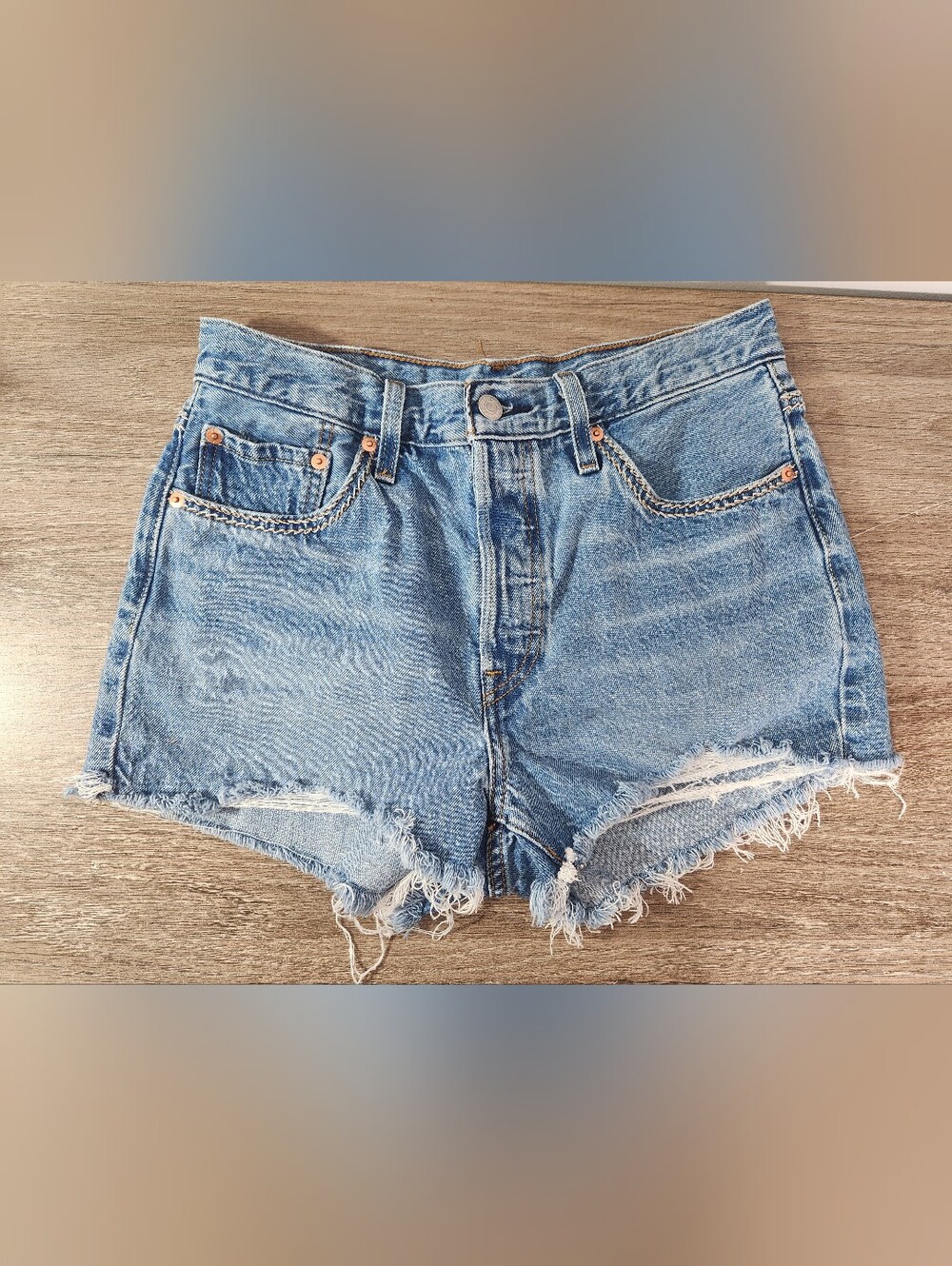 Levis 501 Cutoff Button Fly Denim Shorts